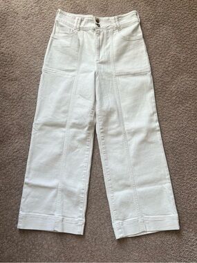 Pilcro White Wide-Leg High-Rise Jeans
